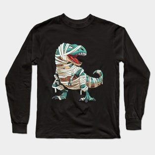 Spooky Mummy Dinosaur Halloween Costume for Kids Boys Long Sleeve T-Shirt